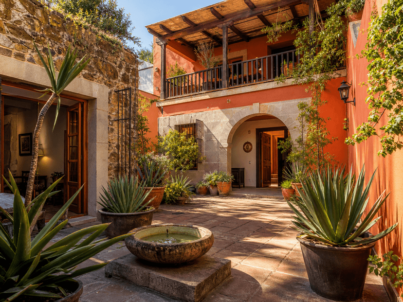 Oaxaca courtyard townhouse exterior